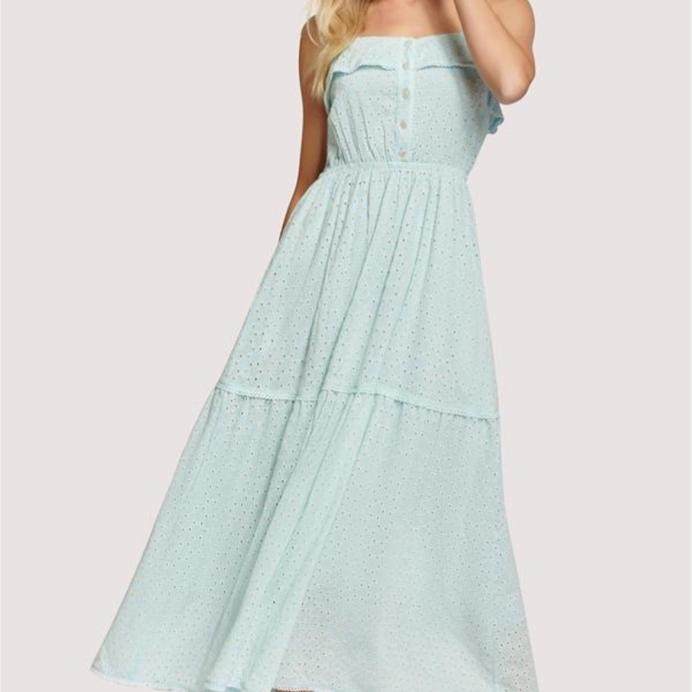 Lost + Wander Light Blue Eyelet Maxi Dress